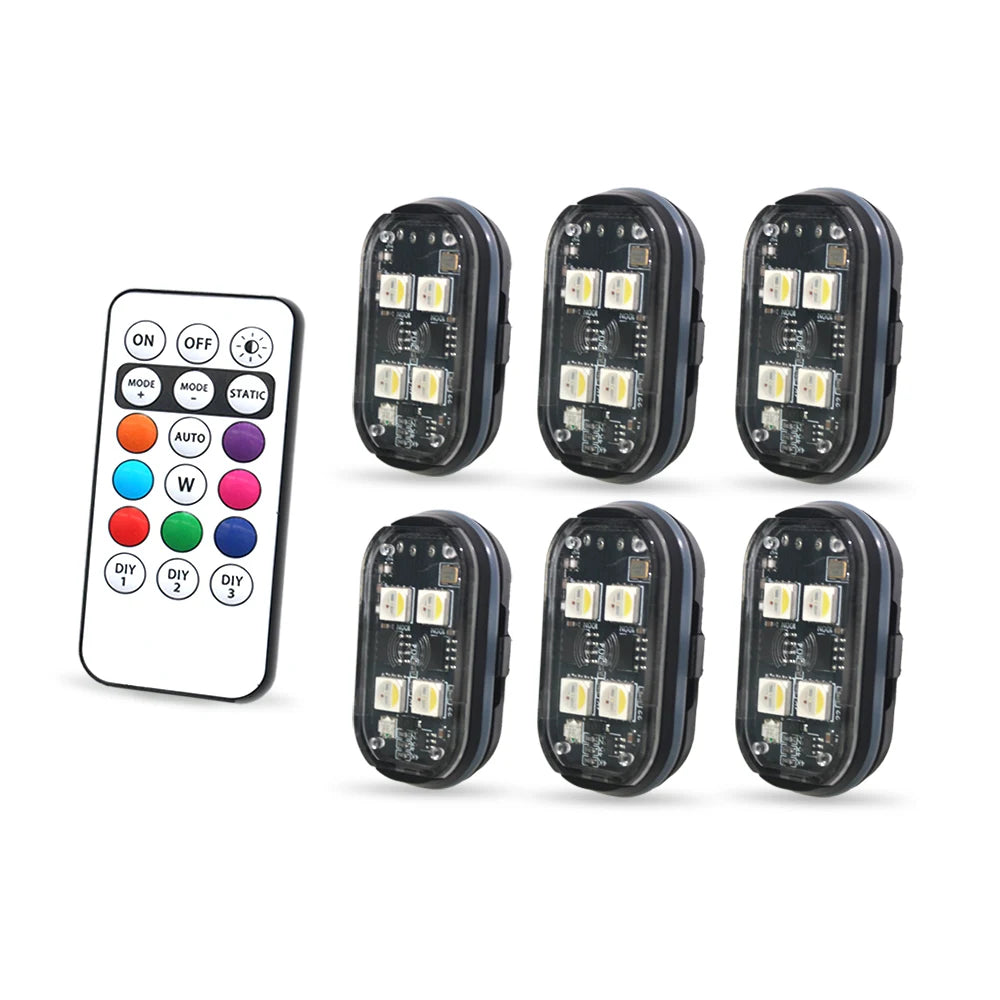 2/4pcs Wireless LED Strobe Lights Car Decor Atmosphere Light, 8 Colors Rechargeable Led Lights Anti-Collision LED Warning Light